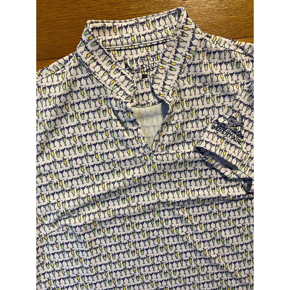 Bermuda Sands Men's Short Sleeve AOP Drinks Cocktails Desert Aire GC Golf Polo L